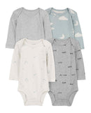 Enxoval bebê conjunto longo 6 peças nuvens listrado multicor