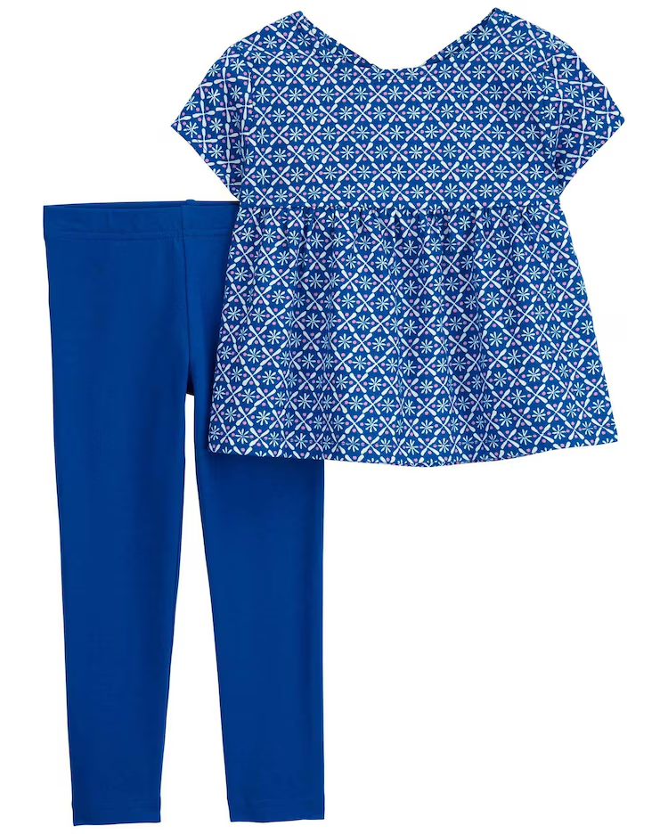 Conjunto longo infantil 2 peças floral azul |
