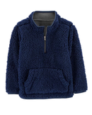 Blusa de sherpa infantil gola alta azul |