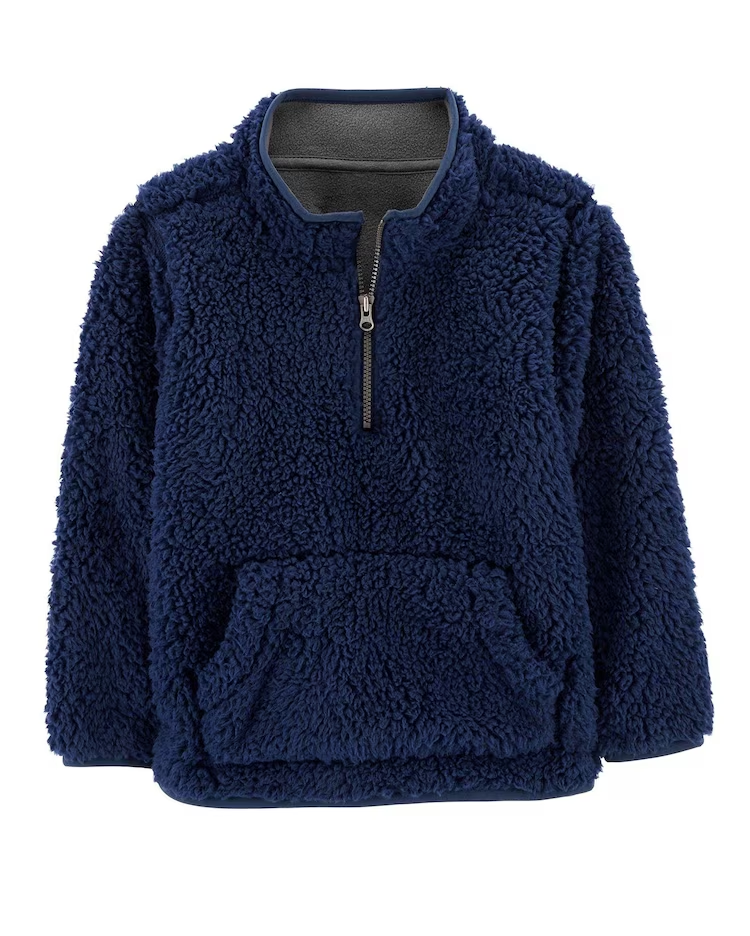Blusa de sherpa infantil gola alta azul |