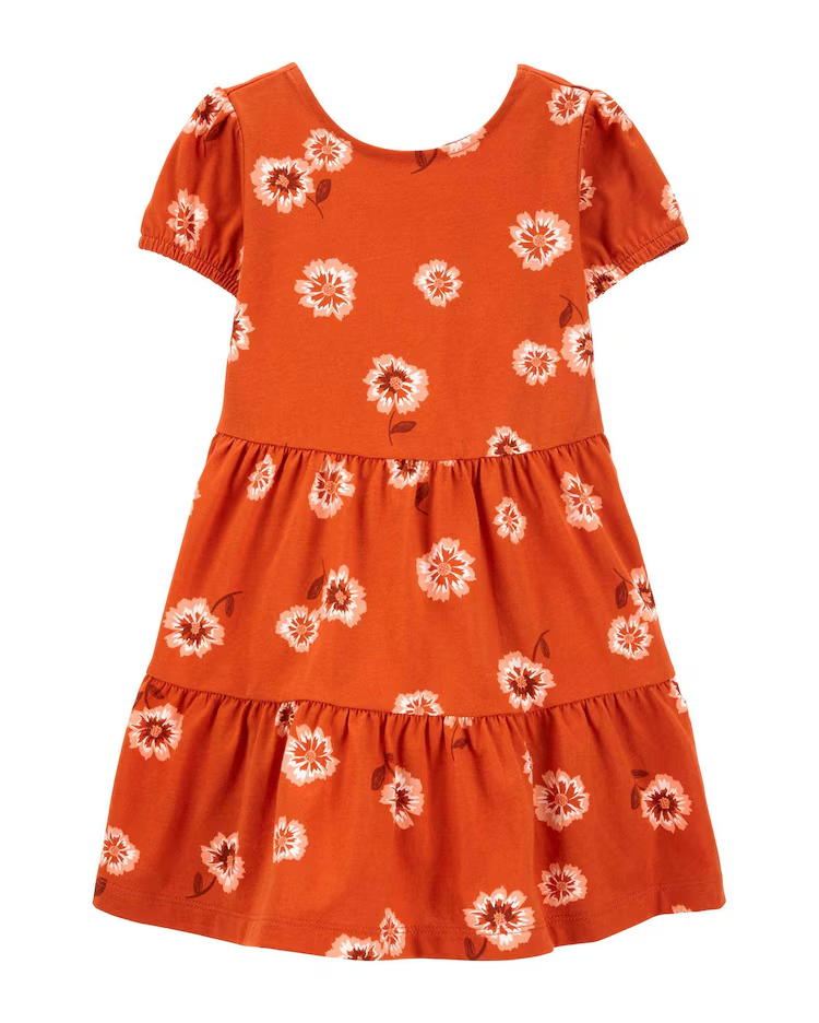 Vestido curto infantil evasê marias floral vermelho |