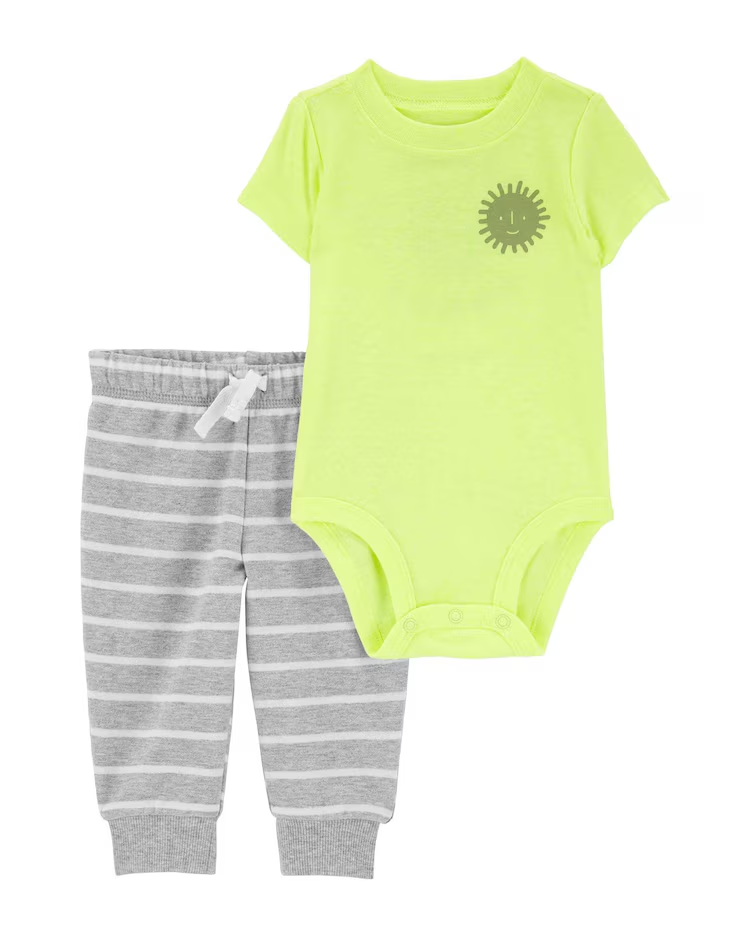 Conjunto longo bebê 2 peças listrado e sol multicor |