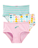 Kit Calcinha Infantil 3 Peças Corações - Rosa/Azul/Branco