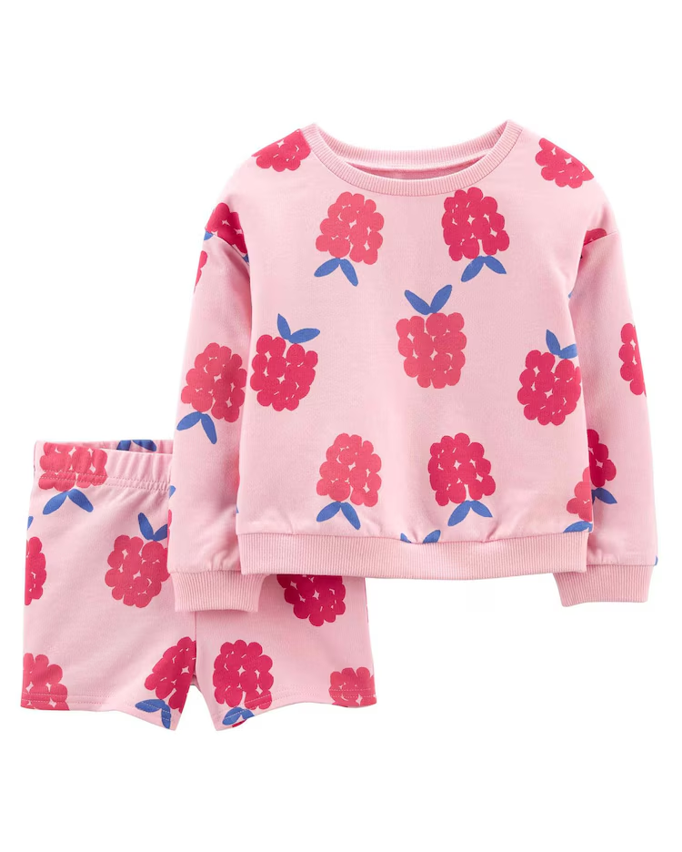 Conjunto Infantil 2 Peças Frutinhas Rosa Claro/Rosa Pink Tam 2 a 5