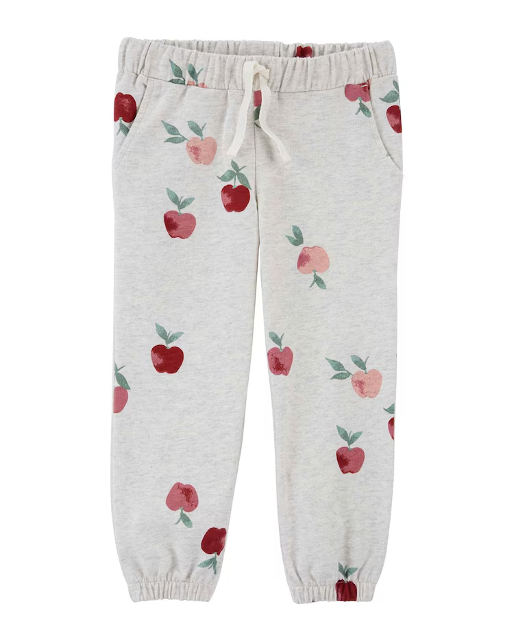 Calça infantil jogger maçãs cinza |