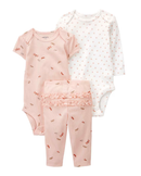 Conjunto longo bebê 3 peças bichinhos com babados multicor | Carter's
