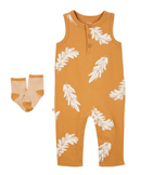 Macacão bebê com meia amarelo |