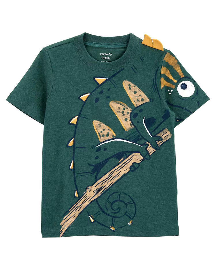 Camiseta infantil camaleão camuflado verde |