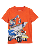 Camiseta infantil manga curta caminhão laranja |