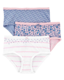 Kit Calcinha Infantil 3 Peças Floral Azul/Rosa/Branco Tam 2 a 8