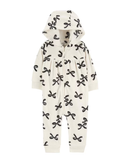 Macacão bebê de fleece laços com capuz branco | Carter's