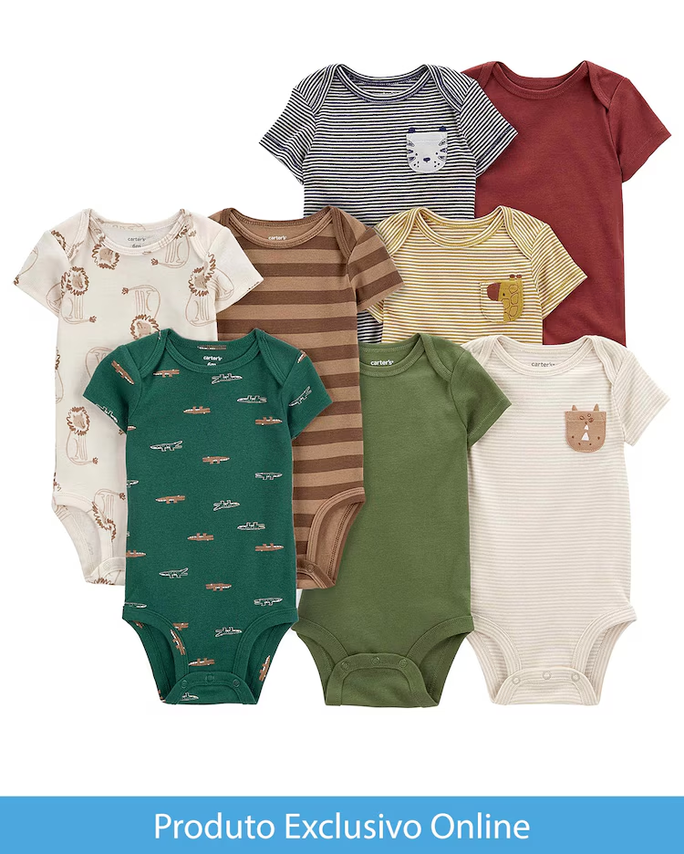 Enxoval bebê 8 peças listrado jacaré multicor | Carter'329,8s