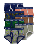 Kit cueca infantil slip 7 peças listras e camuflado verde |