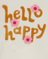 Camiseta infantil hello happy flores bege |