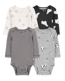 Kit body bebê 4 peças manga longa com estampa multicor |