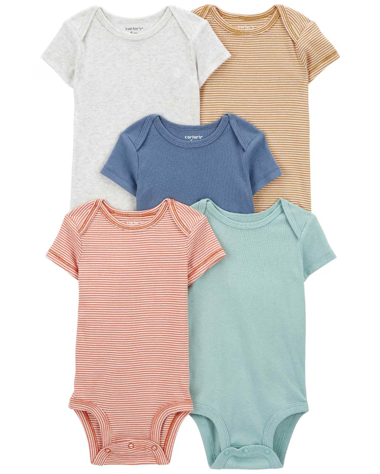 Kit body bebê 5 peças básico e listras multicor |
