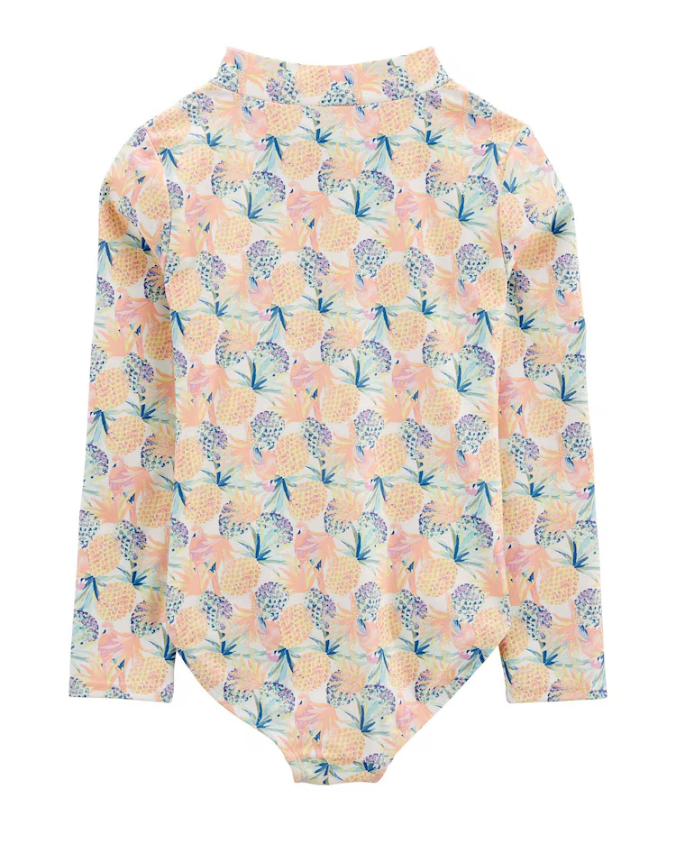 Maiô infantil manga longa abacaxi rosa |