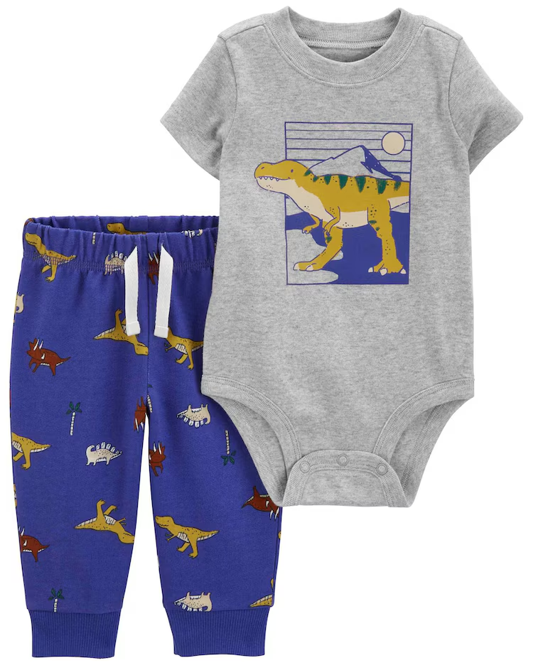 Conjunto longo bebê 2 peças mescla dino multicor |