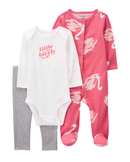 Conjunto longo bebê 3 peças com elástico flamingo multicor | Carter's