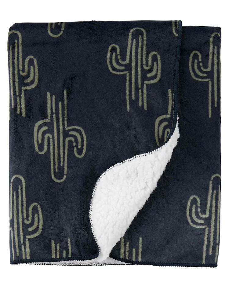 Cobertor bebê cacto fleece preto